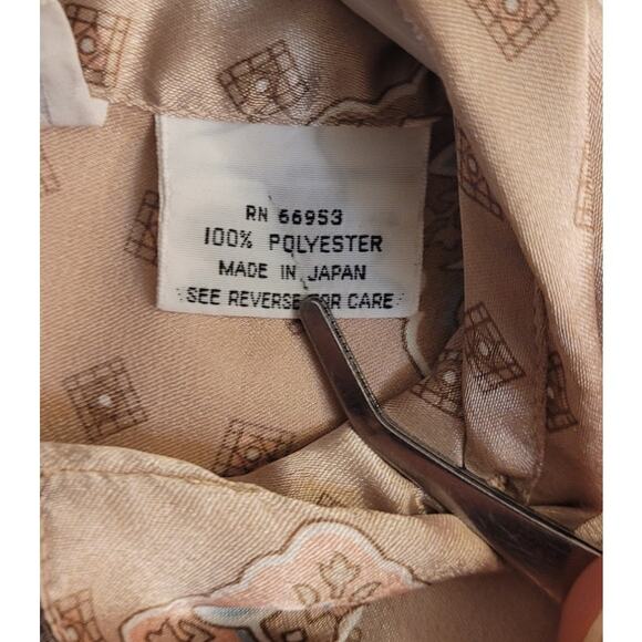 Vintage 70s Personal Silky Satin Blouse Size 8 Retro Romantic Kitschy Geometric - Picture 6 of 8